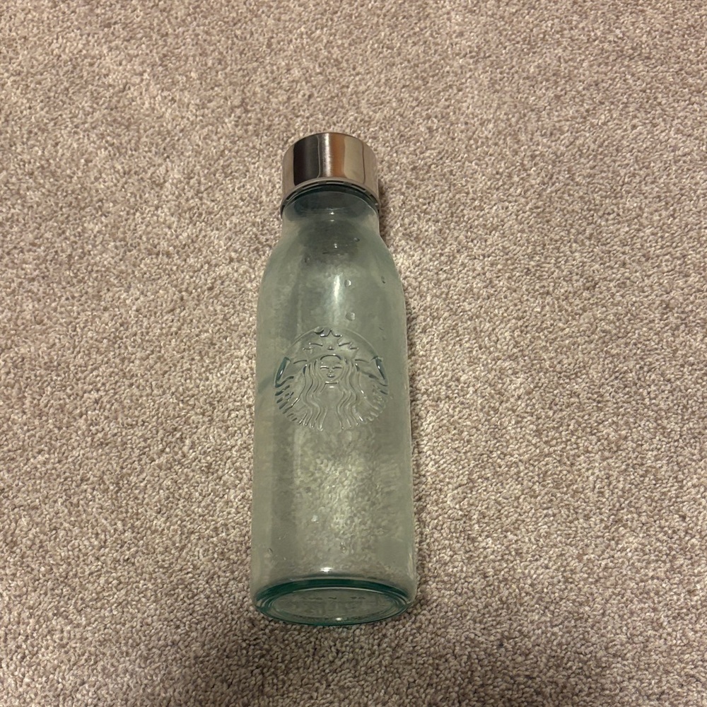 Starbucks Recycled Coffee Glass Bottle with Silver Lid